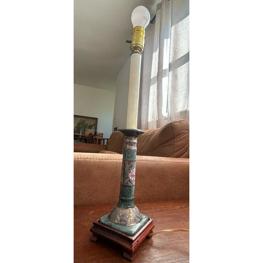 Antique Mid Century Chinese Cloisonne Table Lamp